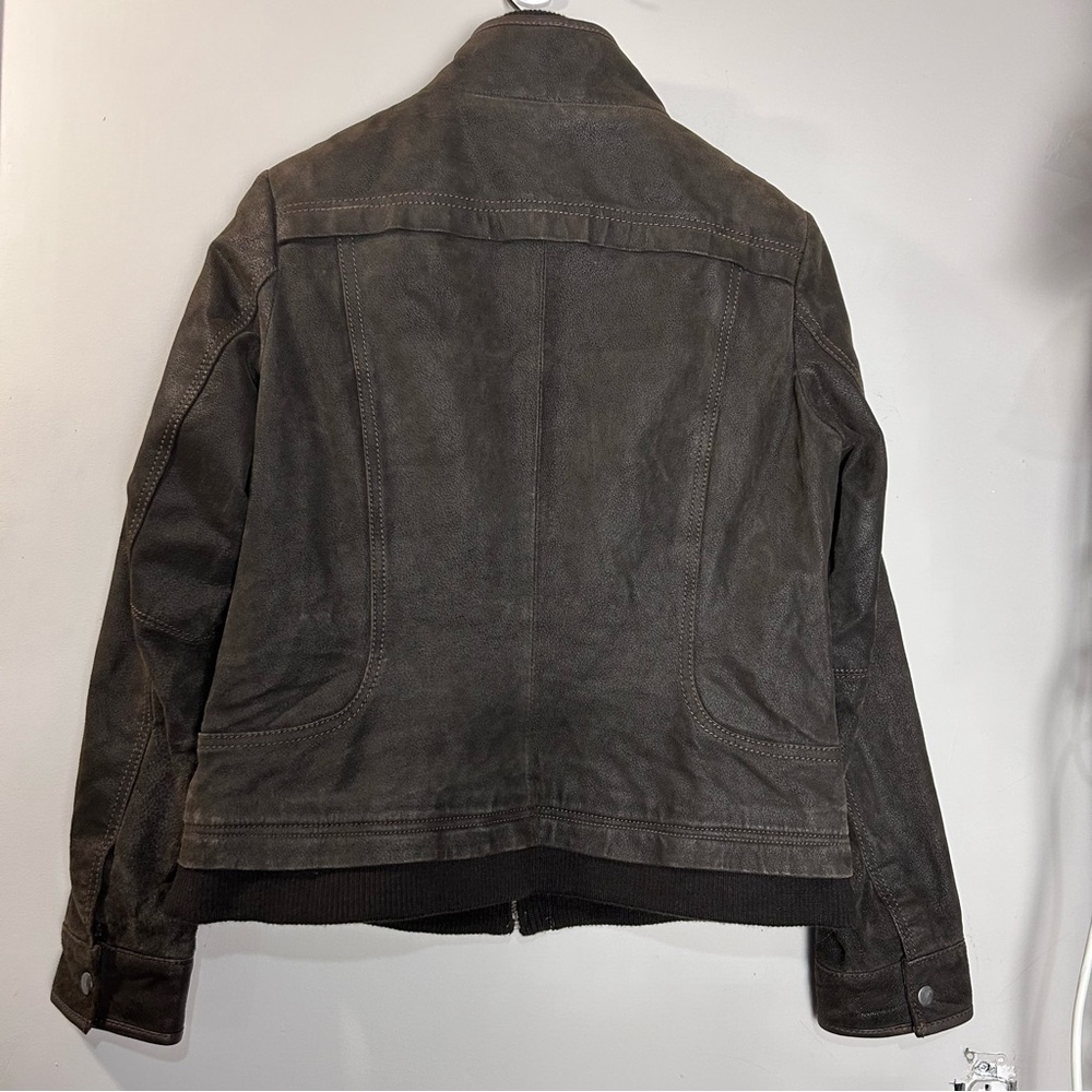 Danier leather jacket size‎ medium brown zippered bomber wool blend collar- READ - Picture 4 of 9